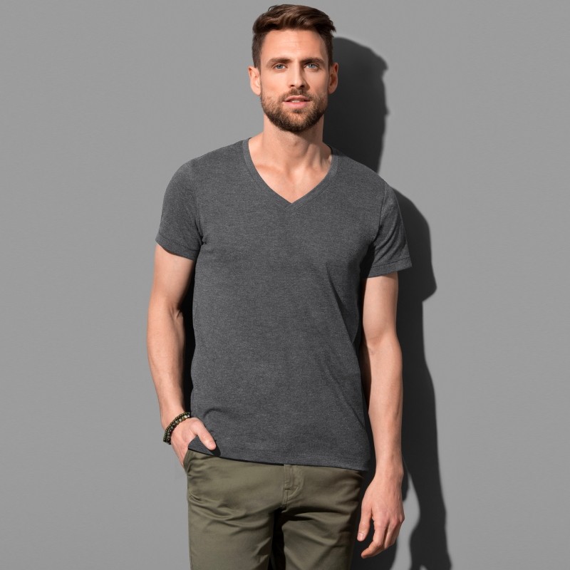  Tee  shirt  col V coton polyester  145 grs m2 Luke homme  